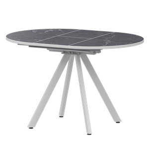 Стол раздвижной Байкал Обеденные столы в пластике Байкал 1000+300 (Н-3783) Даркстоун/Белый муар - фото 7343796