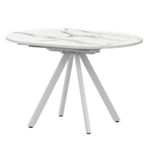 Стол раздвижной Байкал Обеденные столы в пластике Байкал 1000+300 (Н-3783) Мрамор Белый/Белый муар - фото 7343799