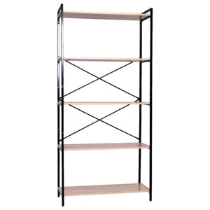 Стеллаж BRABIX "SMART SH-004", 904х360х1950 мм, ЛОФТ, 5 полок, металл/ЛДСП ясень шимо светлый, каркас черный, 641943 - фото 7410213