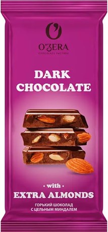Шоколад  "O'Zera" горький с цельным миндалем Dark & Extra Almond, 90 г - фото 7421000