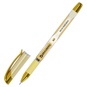 Ручка шариковая масляная с грипом BRAUBERG "Delta Plus Gold", СИНЯЯ, пишущий узел 0,7 мм, линия письма 0,35 мм,144256 - фото 7421005