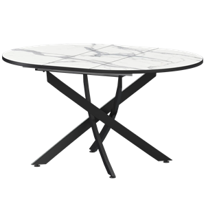 Стол раздвижной Геометрия 2 Обеденные столы в пластике Геометрия 2 1000+300 (Н-3783) Мрамор Белый/Черный муар - фото 7458438