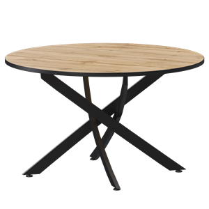 Стол нераздвижной Геометрия Обеденные столы в пластике Геометрия 900 (Н-3823) Дуб Вотан/Черный муар - фото 7458461