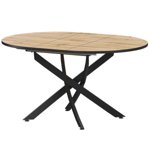 Стол раздвижной Геометрия Обеденные столы в пластике Геометрия 900+300 (Н-3784) Дуб Вотан/Черный муар - фото 7458469