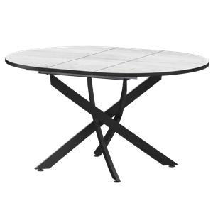 Стол раздвижной Геометрия Обеденные столы в пластике Геометрия 900+300 (Н-3784) Фрост/Черный муар - фото 7458477