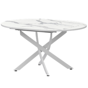 Стол раздвижной Геометрия Обеденные столы в пластике Геометрия 900+300 (Н-3784) Мрамор Белый/Белый муар - фото 7458493