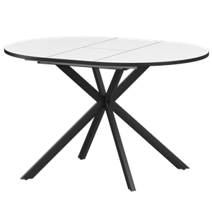 Стол раздвижной Грань 2 Обеденные столы в пластике Грань 2 1000+300 (Н-3783) Супер Белый/Черный муар - фото 7458563