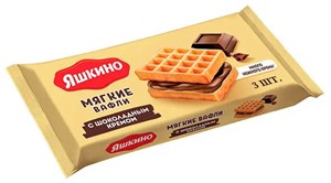Вафли ЯШКИНО мягкие с шоколадным кремом, 120 г. - фото 7458596