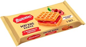 Вафли ЯШКИНО мягкие с вишнёвым джемом, 120 г. - фото 7458600