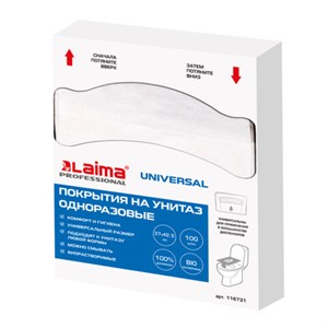 Покрытия на унитаз UNIVERSAL 1/4 сложения LAIMA, 14 г/м2, КОМПЛЕКТ 100 шт., 37х42,5 см, 116731 - фото 7463178
