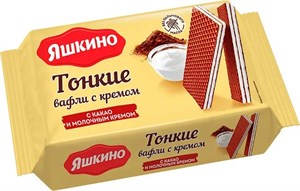 Вафли ЯШКИНО тонкие с какао и молочным кремом, 144 г - фото 7463197