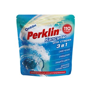 Капсулы для стирки белья, концентрат, GIGA PACK, 3 в 1 с кондиционером, ОКЕАН, 110 шт., PERKLIN (ПЕРКЛИН), 609784 - фото 7463347