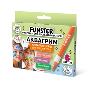 Аквагрим аквамаркеры для лица и тела 8 цветов, FUNSTER, 152608 - фото 7492859