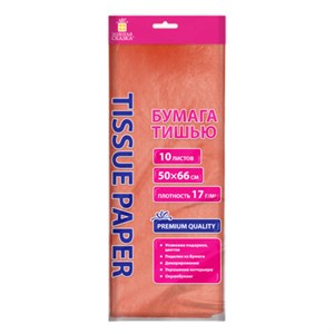 Цветная бумага ТИШЬЮ 17г/м2, 50х66см, 10 листов пастель розовый, ЗОЛОТАЯ СКАЗКА, 116477 - фото 7499272