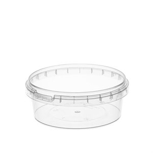 Банка с крышкой 385 мл, пластиковая под пресервы с контрольным замком, диаметр 122 мм, ВЗЛП, 1214КП - фото 7499343