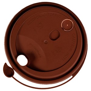 Крышка с питейником для бумажного стакана, ДИАМЕТР 90 мм, матовая коричневая, ПП, ВЗЛП, 3001М/Кор - фото 7499356