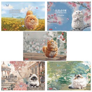 Альбом для рисования А4, 24 л., скоба, обложка картон, тиснение, HATBER, 205х290 мм, Пухляши, 091475, 24А4лтВ - фото 7527189