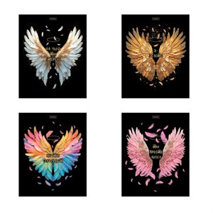 Тетрадь А5 48 л., HATBER, скоба, клетка, матовая ламинация, 3D-фольга, Крылья ангела (микс), 091164, 48Т5лофВ1 - фото 7527247