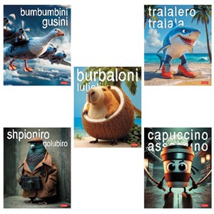 Тетрадь А5 48 л., HATBER, скоба, клетка, обложка картон, Brain rot content (микс в спайке), 093131, 48Т5В1 - фото 7527257