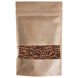 Пакет дой-пак с замком ZIP LOCK, крафт с окном 50 мм, 120х200 + 40 мм, 100 штук, 150 мкм, BRAUBERG, 700689 - фото 7527365