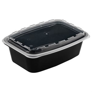 Контейнер одноразовый 1000 мл, С КРЫШКОЙ, 211х146 мм, черный/прозрачный, ПП, ВЗЛП, 1266Ч - фото 7539968