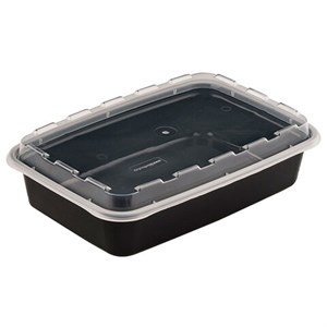 Контейнер одноразовый 830 мл, С КРЫШКОЙ, 207х140 мм, черный/прозрачный, ПП, ВЗЛП, 1261Ч - фото 7539970