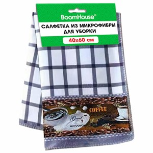 Салфетка из МИКРОФИБРЫ универсальная, 40х60 см, фиолетовая клетка, орнамент, 240 г/м2, BOOMHOUSE (БУМХАУС), 700882 - фото 7540026