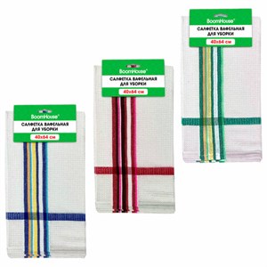 Салфетка вафельная универсальная, ХЛОПОК, 40х64 см, цветная полоска, ассорти, BOOMHOUSE (БУМХАУС), 700884 - фото 7540028