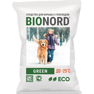 Реагент антигололедный 23 кг BIONORD Green, до -25 °С, хлорид натрия и кальция, МИНПРОМТОРГ - фото 7540043