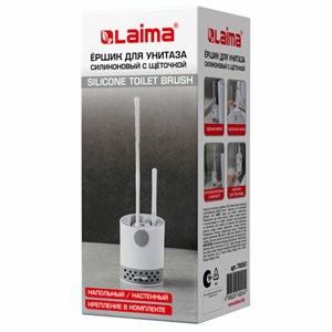 Ершик для унитаза силиконовый (плоский) + щеточка, напольный / настенное крепление, LAIMA, 700561 - фото 7572461