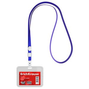 Бейдж горизонтальный ERICH KRAUSE (85х54мм), корпус прозрачный, цвет ленты синий, 63725 - фото 7595866