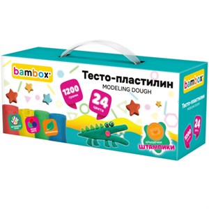Тесто-пластилин для лепки СУПЕР ПЛАСТИЧНОЕ, 24 цвета, 1200 г, крышки-штампики, BAMBOX (БАМБОКС), 107249 - фото 7636346
