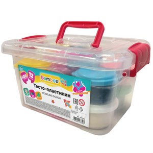 Тесто-пластилин для лепки СУПЕР ПЛАСТИЧНОЕ, 12 цветов, 600 г, в пластиковом контейнере, формочки, BAMBOX (БАМБОКС), 107252 - фото 7636349