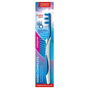 Зубная щетка средней жесткости, LAIMA DENT "Nano Complete", 609316 - фото 7647331