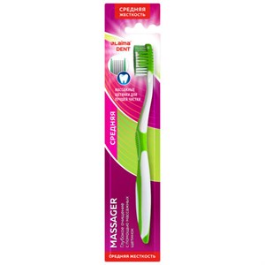 Зубная щетка средней жесткости, LAIMA DENT, "MASSAGER", с массажными щетинками, 609318 - фото 7647334