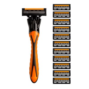 Бритвенный станок многоразовый мужcкой, 3 лезвия, 11 кассет, оранжевый, X-ONE, 700023 - фото 7647397