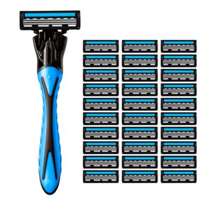 Бритвенный станок многоразовый мужской, 3 лезвия, 31 кассета, синий, X-ONE, 700024 - фото 7647398