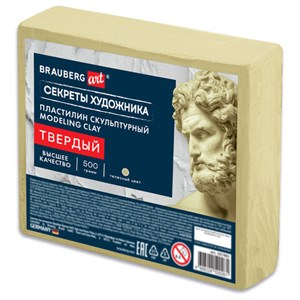 Пластилин скульптурный ТВЕРДЫЙ ТЕЛЕСНЫЙ "Секреты художника", 0,5 кг, BRAUBERG ART, 107482 - фото 7739740