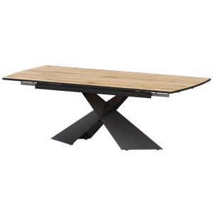 Стол раздвижной Модерн Обеденные столы в пластике Модерн 1400х945+300 (Н-3833) Дуб Вотан/Черный муар - фото 7739817