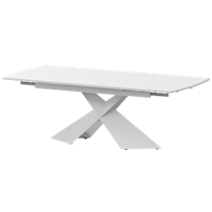 Стол раздвижной Модерн Обеденные столы в пластике Модерн 1400х945+300 (Н-3833) Супер Белый/Белый муар - фото 7739818