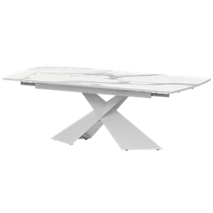 Стол раздвижной Модерн Обеденные столы в пластике Модерн 1400х945+300 (Н-3833) Мрамор Белый/Белый муар - фото 7739821