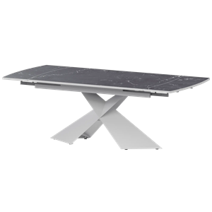 Стол раздвижной Модерн Обеденные столы в пластике Модерн 1400х945+300 (Н-3833) Даркстоун/Белый муар - фото 7739824