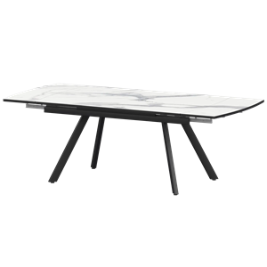 Стол раздвижной Фаворит Обеденные столы в пластике Фаворит 1400+300 (Н-3791) Мрамор Белый/Черный муар - фото 7739827