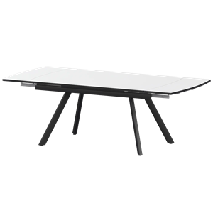Стол раздвижной Фаворит Обеденные столы в пластике Фаворит 1400+300 (Н-3791) Супер Белый/Черный муар - фото 7739836