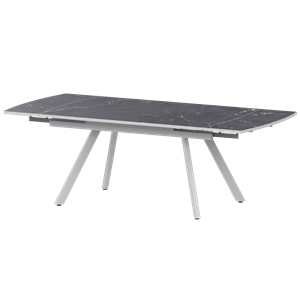 Стол раздвижной Фаворит Обеденные столы в пластике Фаворит 1400+300 (Н-3791) Даркстоун/Белый муар - фото 7739843
