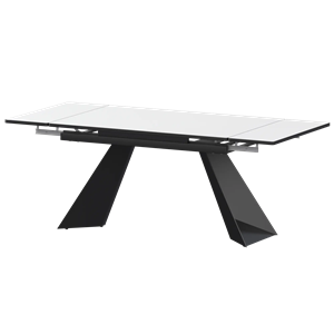 Стол раздвижной Дуэт Обеденные столы в пластике Дуэт 1200х800+300 (Н-3828) Супер Белый/Черный муар - фото 7739864