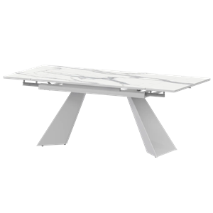 Стол раздвижной Дуэт Обеденные столы в пластике Дуэт 1400х800+300 (Н-3829) Мрамор Белый/Белый муар - фото 7739872