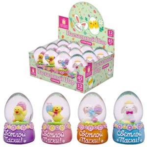 Сувенир пасхальный шар "Светлой Пасхи" d45мм, полистоун/стекло, 4дизайна ассорти, ЗОЛОТАЯ СКАЗКА, 592630 - фото 7785787