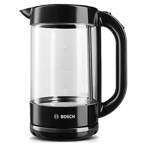 Чайник BOSCH TWK70B03, 1,7 л, 2400 Вт, закрытый нагревательный элемент, стекло, черный - фото 7795365