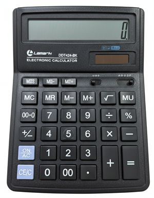 Калькулятор настольный LAMARK DDT424-BK, 12 разрядов, двойное питание, 193x143x38,4 мм, ЧЕРНЫЙ - фото 7795421